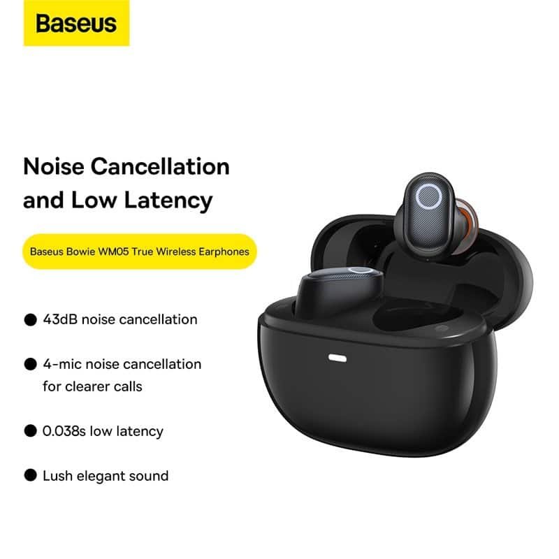 Baseus Bowie WM05 True Wireless Earphones black (With ANC & ENC , BLUETOOTH 5.2) 4 Baseus Bowie WM05 True Wireless Earphones black (With ANC & ENC , BLUETOOTH 5.2) - Image 4