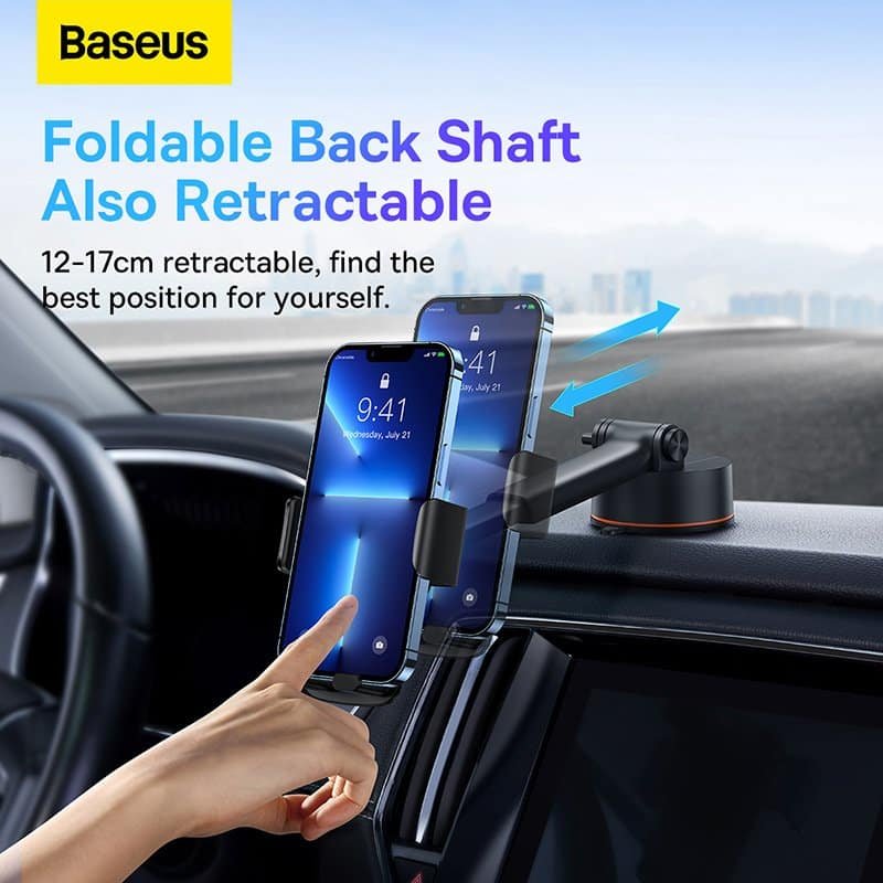 Baseus Easy Control Clamp Car Mount Holder Pro (Suction Cup Version) Black 10 Baseus Easy Control Clamp Car Mount Holder Pro (Suction Cup Version) Black - Image 10