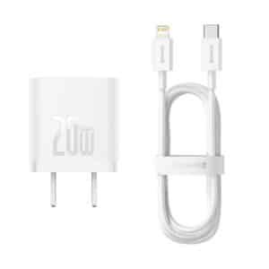 Baseus GaN5 Fast Charger 1C 20W CN Set (Mini) White(With Superior Series Fast Charging Data Cable Type-C to iP PD 20W 1m White))