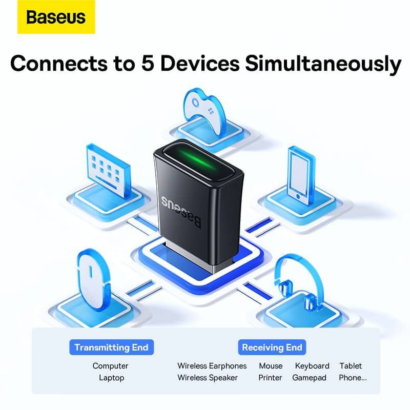 Baseus BA07 Bluetooth 5.3 Adapter Black 4 Baseus BA07 Bluetooth 5.3 Adapter Black - Image 4