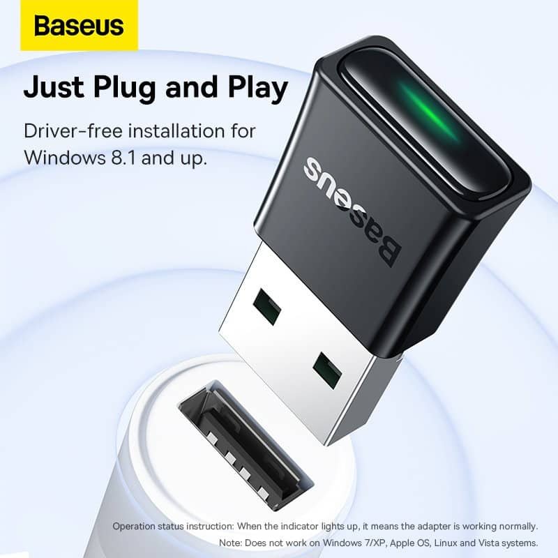 Baseus BA07 Bluetooth 5.3 Adapter Black 5 Baseus BA07 Bluetooth 5.3 Adapter Black - Image 5