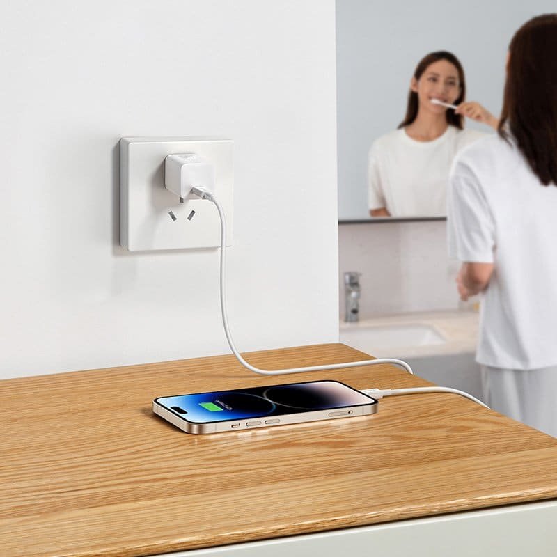 Baseus GaN5 Fast Charger 1C 20W CN Set (Mini) White(With Superior Series Fast Charging Data Cable Type-C to iP PD 20W 1m White)) 3 Baseus GaN5 Fast Charger 1C 20W CN Set (Mini) White(With Superior Series Fast Charging Data Cable Type-C to iP PD 20W 1m White)) - Image 3