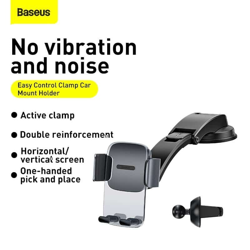 Baseus Easy Control Clamp Car Mount Holder (A Set) Black (Dash board & A/C Vent Both ) 3 Baseus Easy Control Clamp Car Mount Holder (A Set) Black (Dash board & A/C Vent Both ) - Image 3