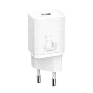 Home 74 Baseus Super Si Quick Charger 1C 25W EU Sets White(With Mini White Cable Type-C to Type-C 3A 1m White)