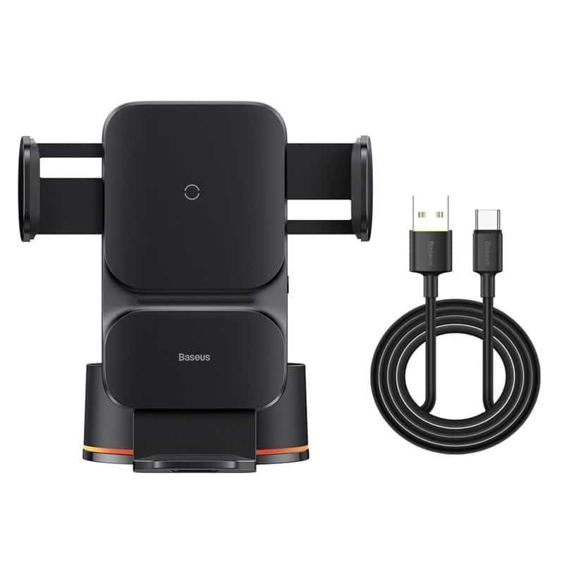 Baseus Wisdom Auto Alignment Car Mount Wireless Charger(QI 15W)(Suction base)Black 2 Baseus Wisdom Auto Alignment Car Mount Wireless Charger(QI 15W)(Suction base)Black - Image 2