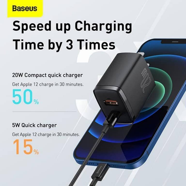 Baseus Compact Quick Charger U+C 20W CN 2 Pin Black 2 Baseus Compact Quick Charger U+C 20W CN 2 Pin Black - Image 2